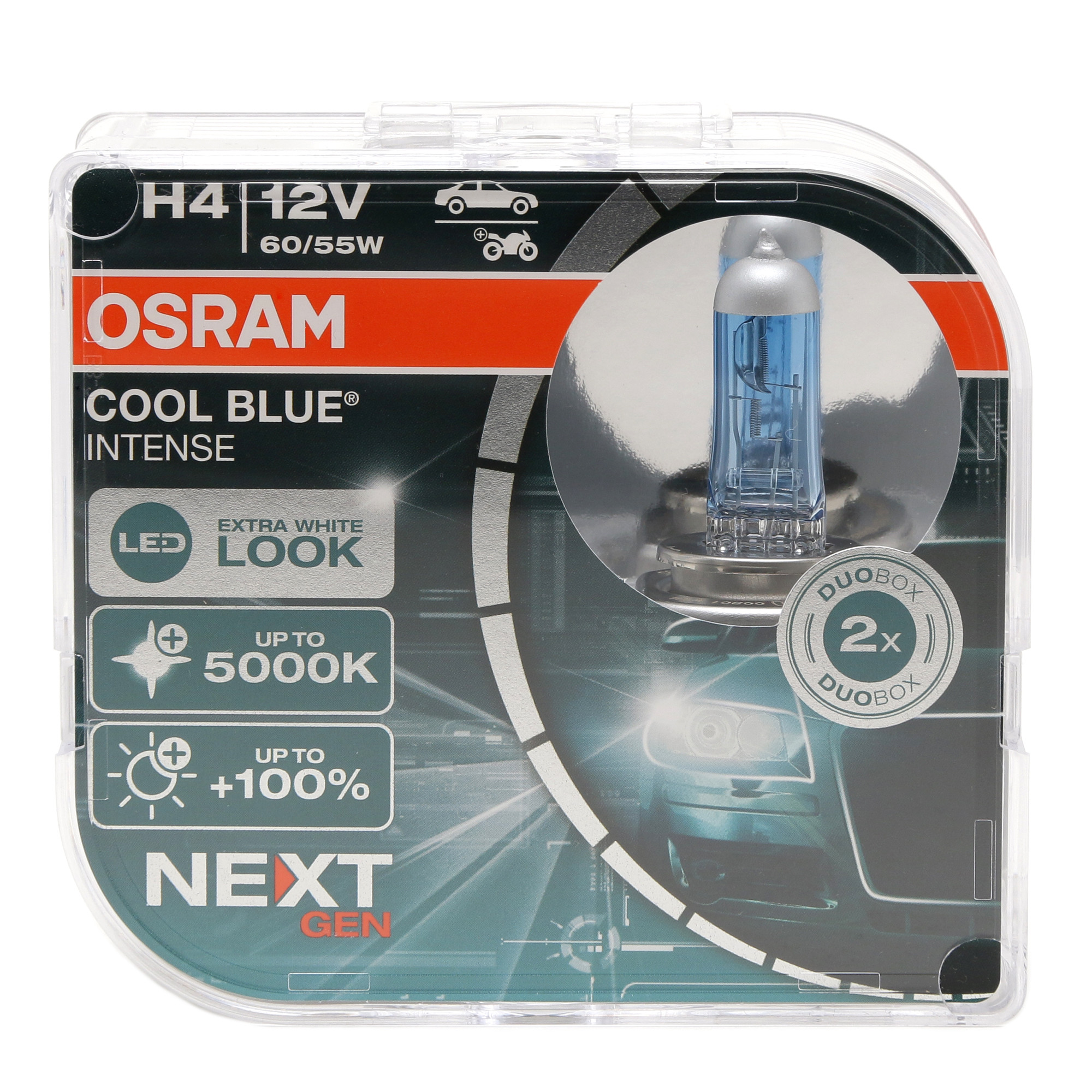 Osram Cool Blue Intense Next Gen Glühlampe H4 P43t 12V 60W/55W >5000K Doppelpack